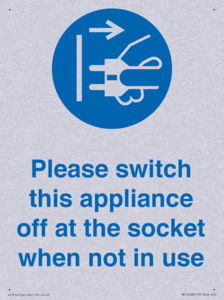 Please switch this appliance off at the socket when not in use